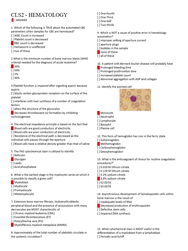 CLS2 Akd Reviewer | PDF | Platelet | Red Blood Cell
