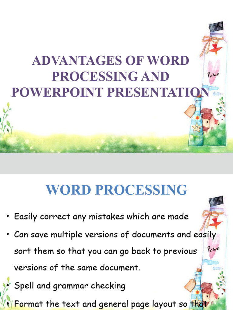 Advantages of Word Processing and Powerpoint | PDF