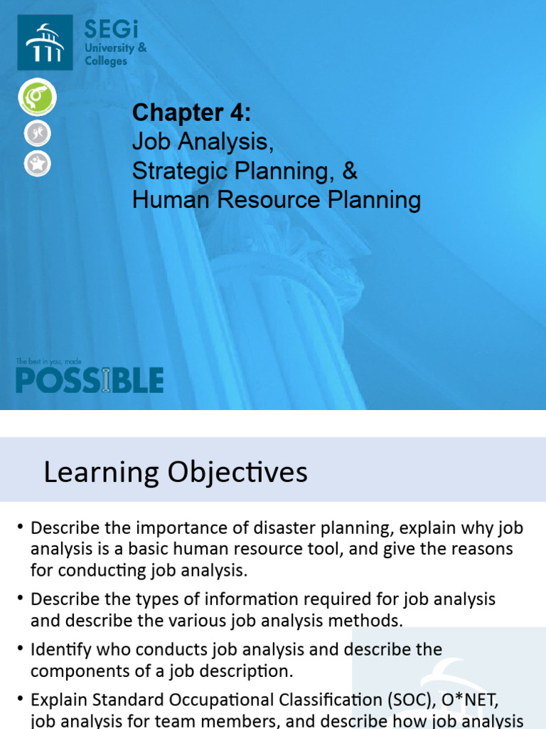 CHAPTER 4 Job Analysis, Strategic Planning, & Human Resource Planning