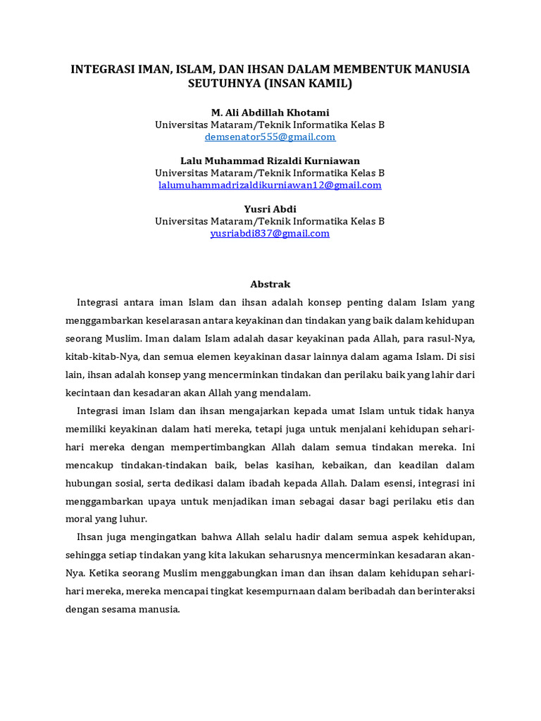 Integrasi Iman dan Ihsan dalam Islam | PDF | Agama & Spiritualitas