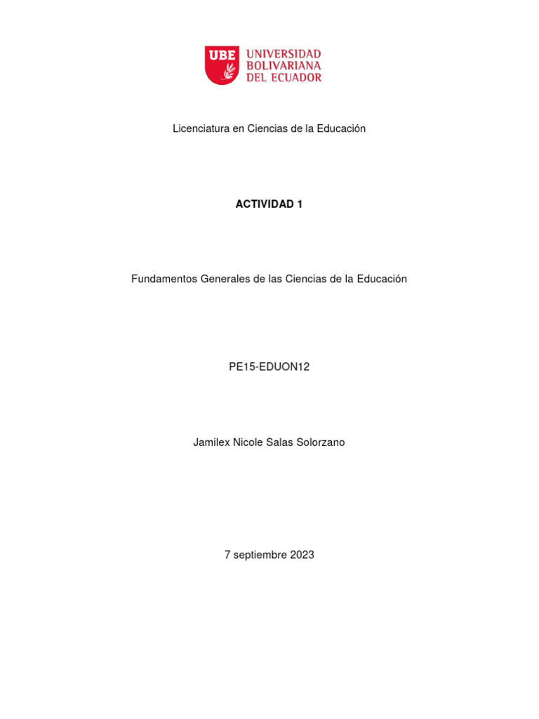 Fundamentos de Las Ciencias de La Educacion Tarea Practica 1 | PDF ...