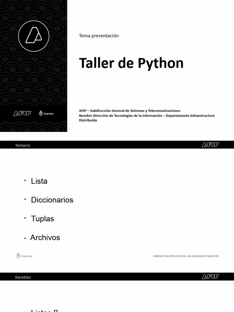 Taller de Python: Listas, Tuplas y Diccionarios | PDF | Métodos y ...
