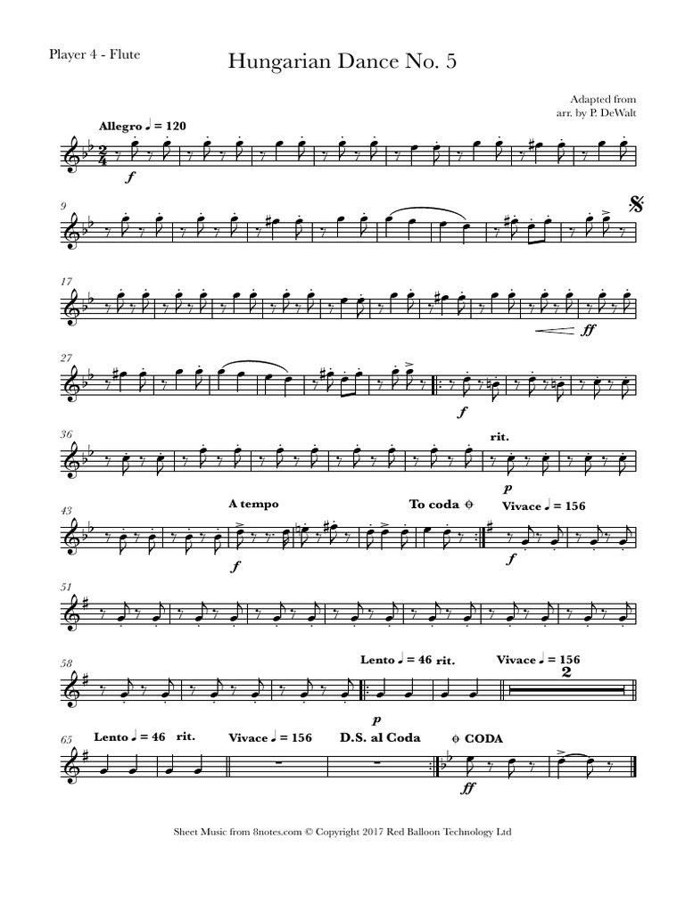 Hungarian Dance No5 Flexp5 4 Fl Pdf