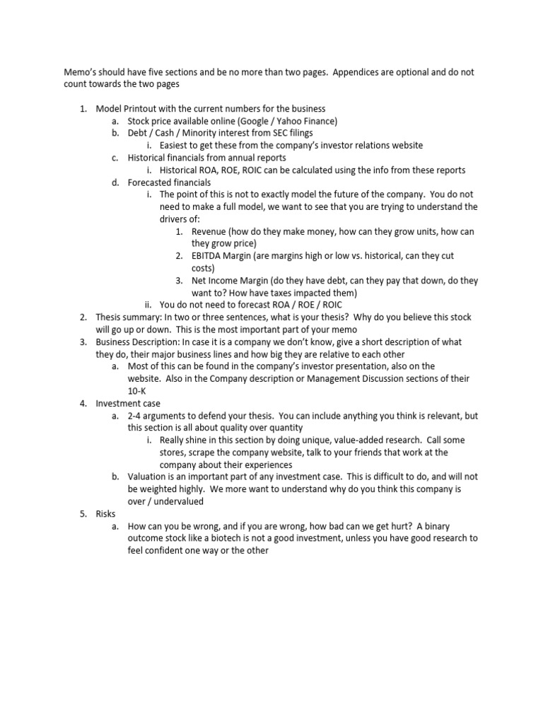 Junior Analyst Stock Pick Instructions | PDF | Investing | Stocks