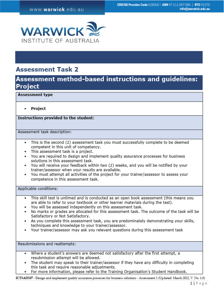 Quality Assurance Processes Project Guide | PDF | Quality Assurance ...