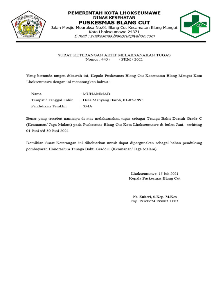 Surat Keterangan Aktif 1 | PDF