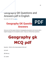 Geography GK Questions and Answers PDF in English