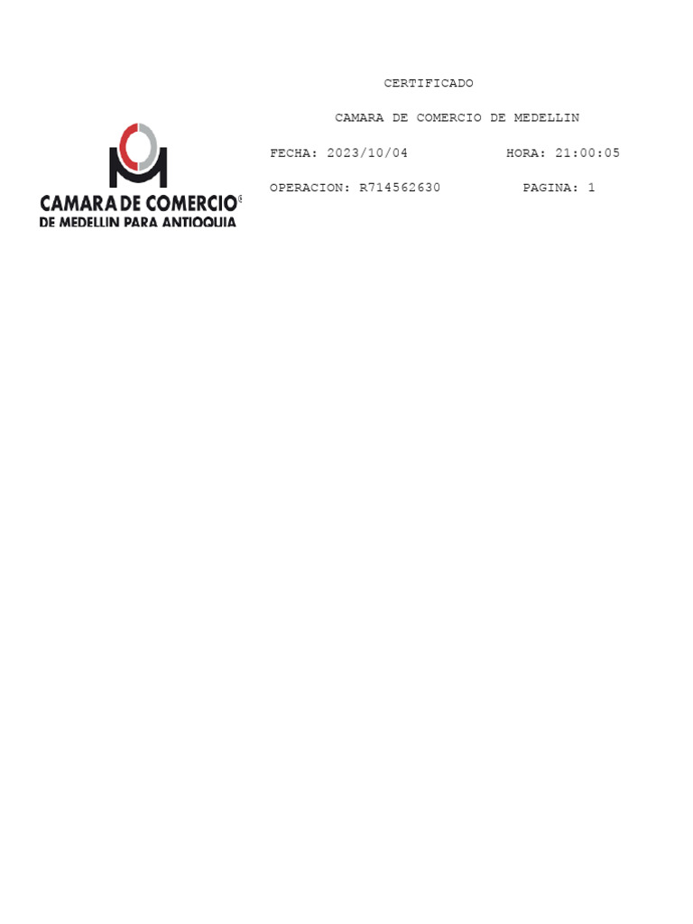Plantilla Certificado Camara y Comercio de Bogota | PDF | Bancos | Sociedad
