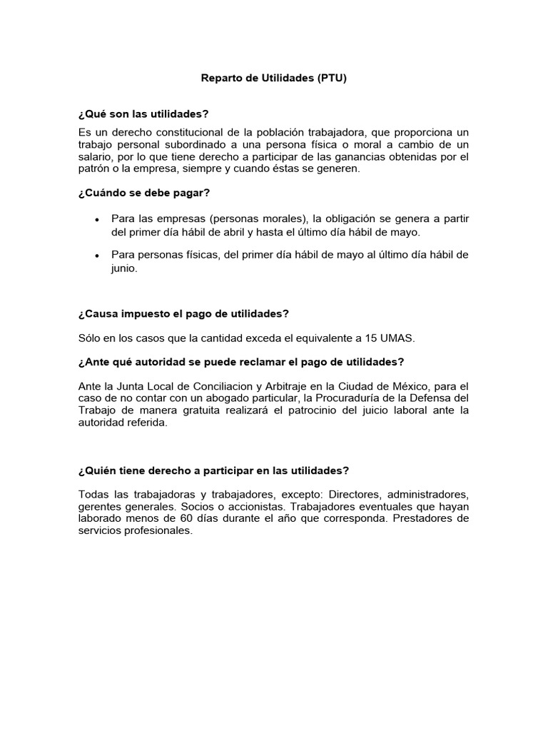 Reparto de Utilidades | PDF