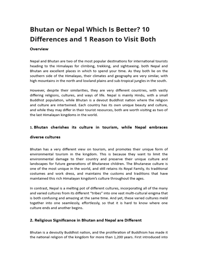 Bhutan or Nepal Which Is Better 10 Differences and 1 Reason To Visit