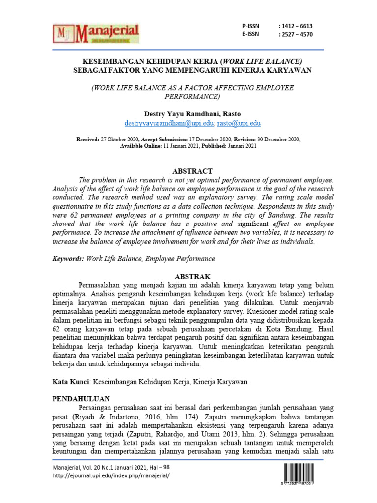 Keseimbangan antara nilai dan kinerja di tempat kerja