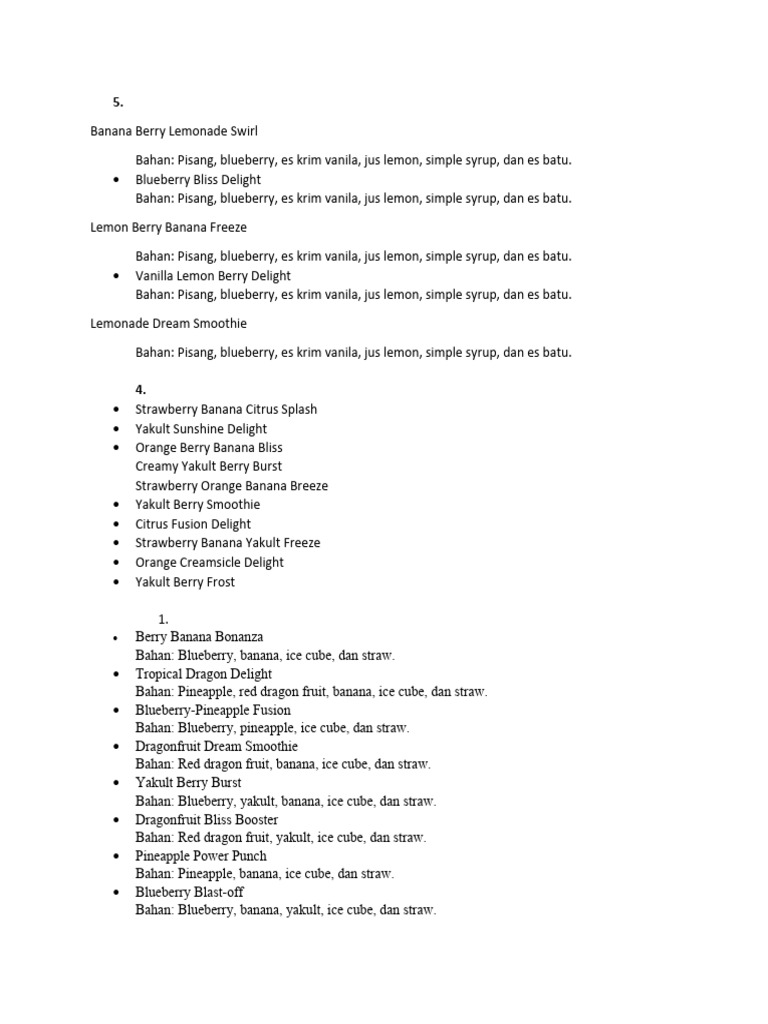 Sampel Nama Smoothies PDF Berry Foods