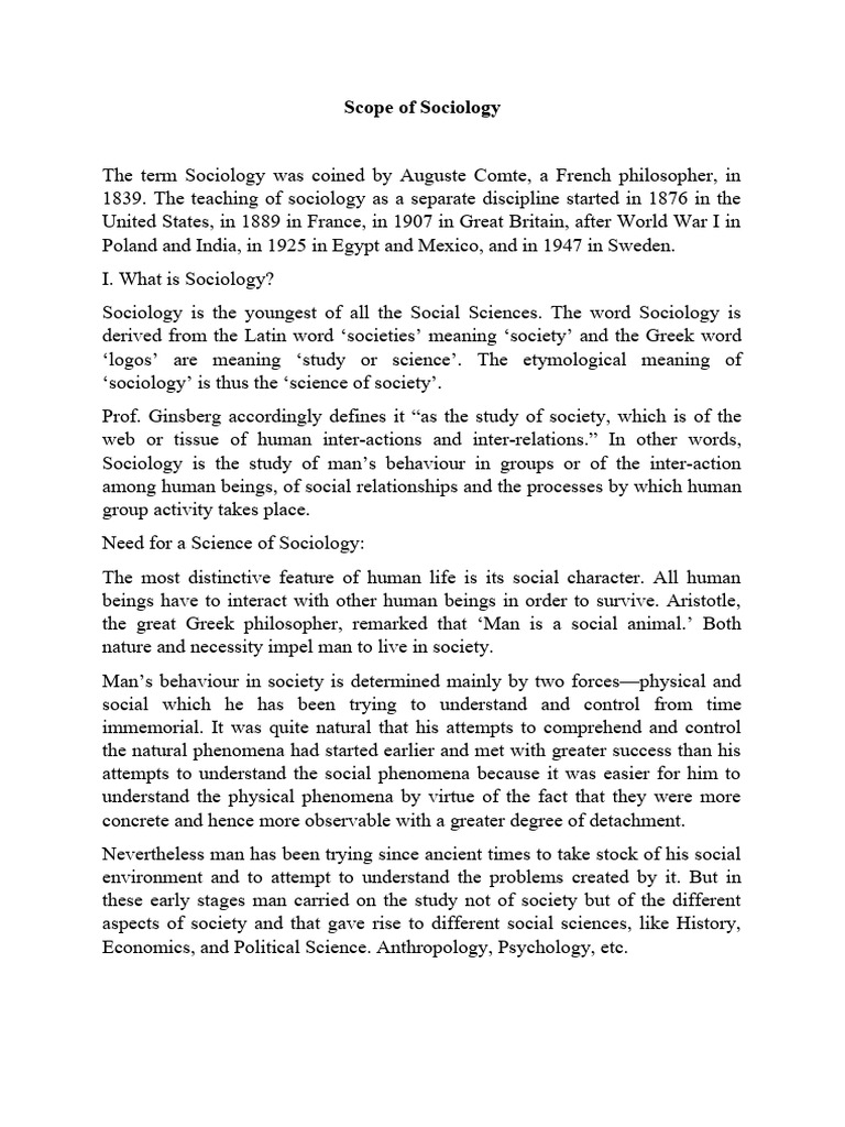 Understanding the Scope of Sociology | PDF | Politics | Social Science