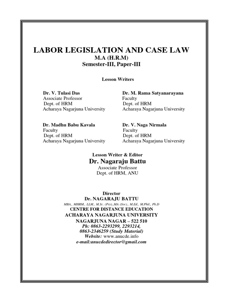 Labor Legislation & Case Law Overview | PDF | Labour Law | Employment