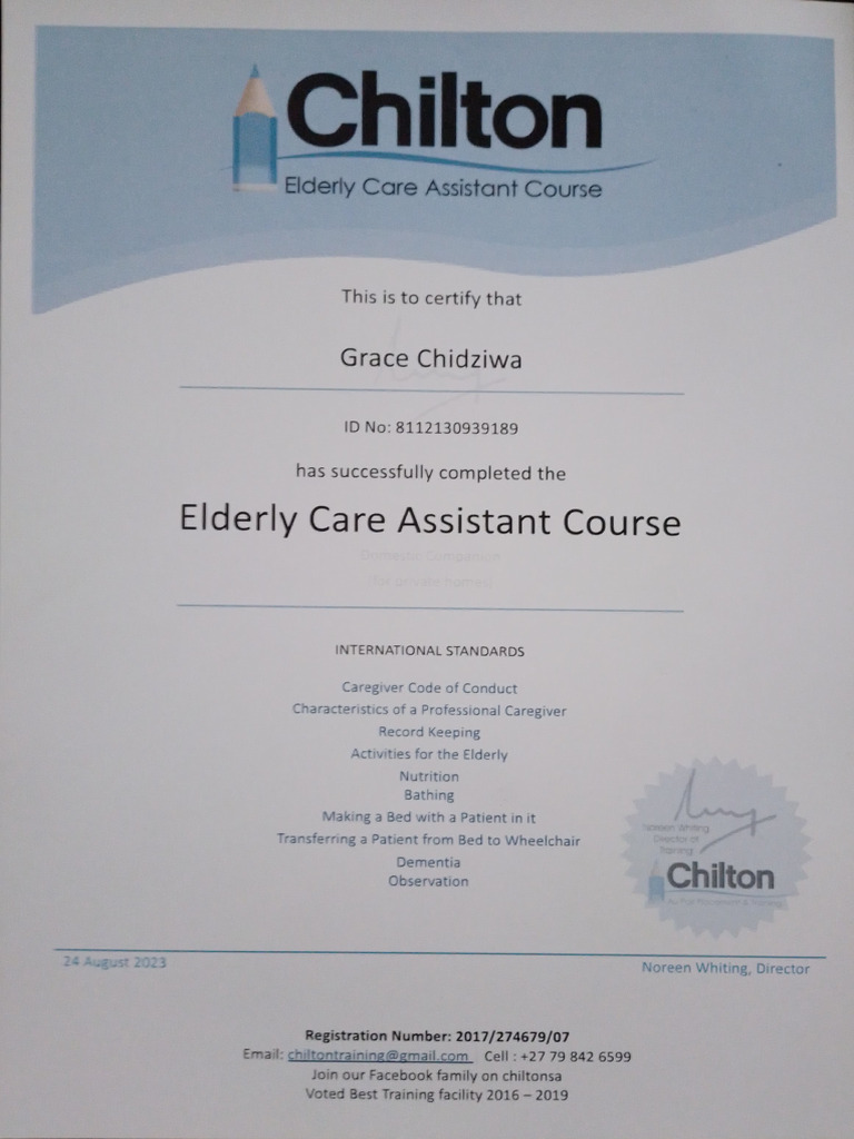 Chilton Elderly Care Assistant Course | PDF