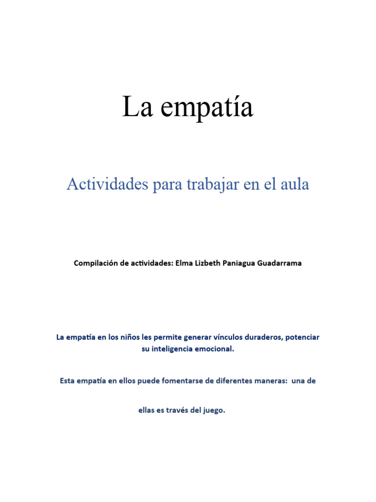 La Empatia en Los Niños Juegos Primaria | PDF | Empatía | Las emociones