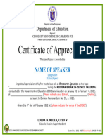 2022 Midyear INSET Certificate of Appreciation For Speakers Template