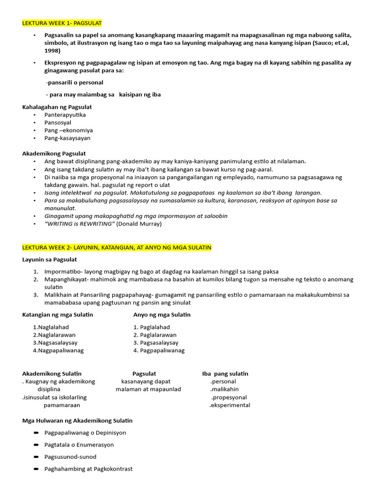 1st QUARTER Notes | PDF