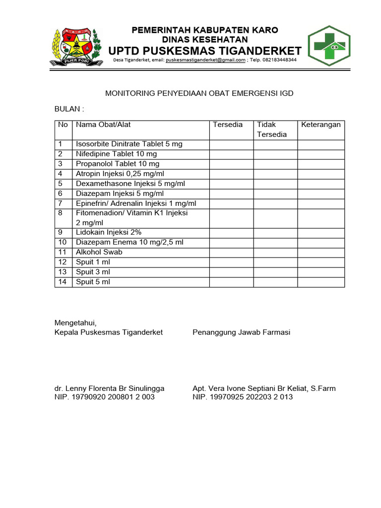Daftar Obat Dan BMHP Pada Emergency Kit Igd | PDF