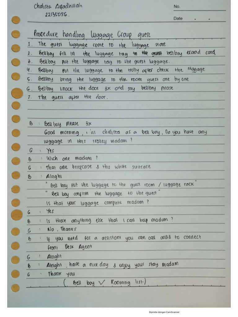 Procedure Handling Luggage Group Guest PDF