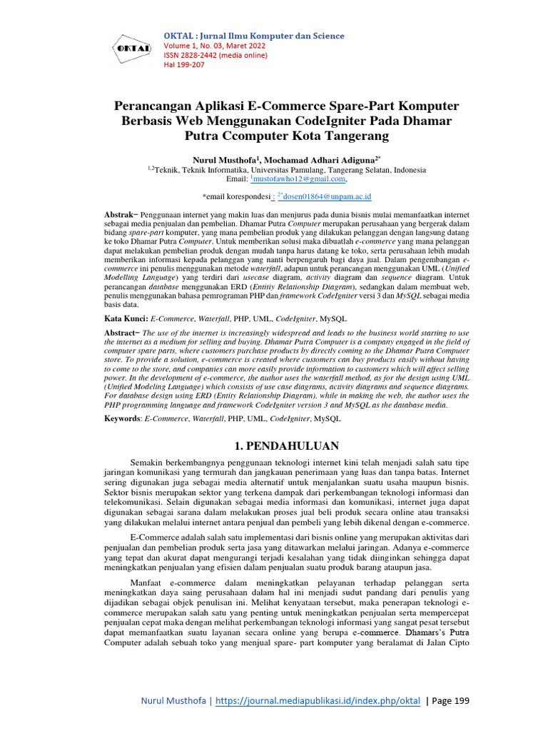 E-Commerce Spare-Part Komputer CodeIgniter | PDF | Komputer