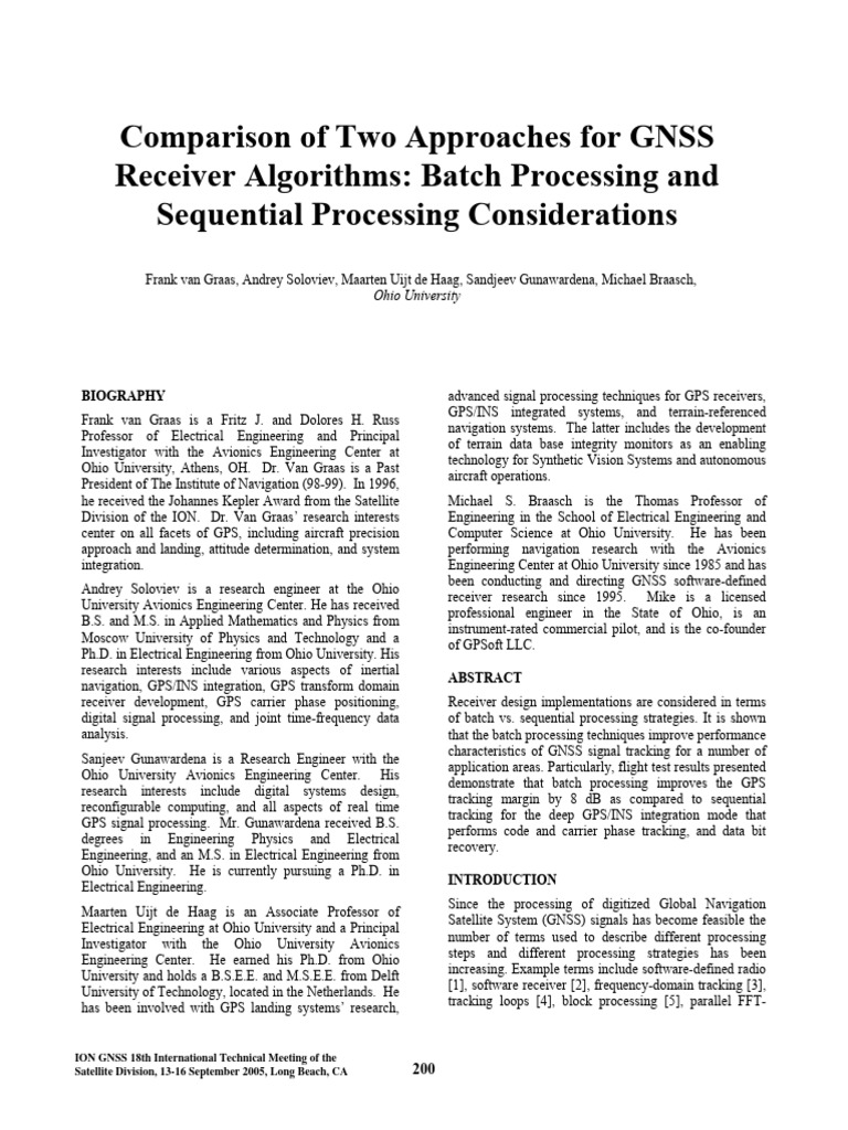 GNSS Receiver: Batch vs. Sequential Processing | PDF | Digital Signal ...
