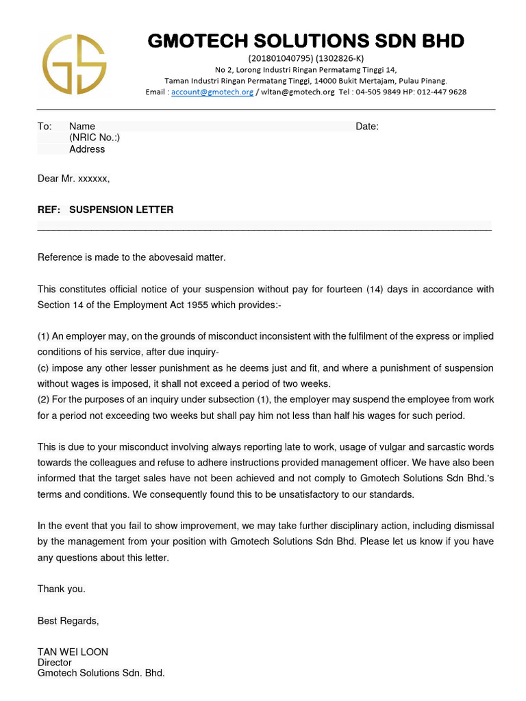Suspension Letter PDF