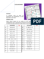 Sudomates de Ecuaciones: Actividad