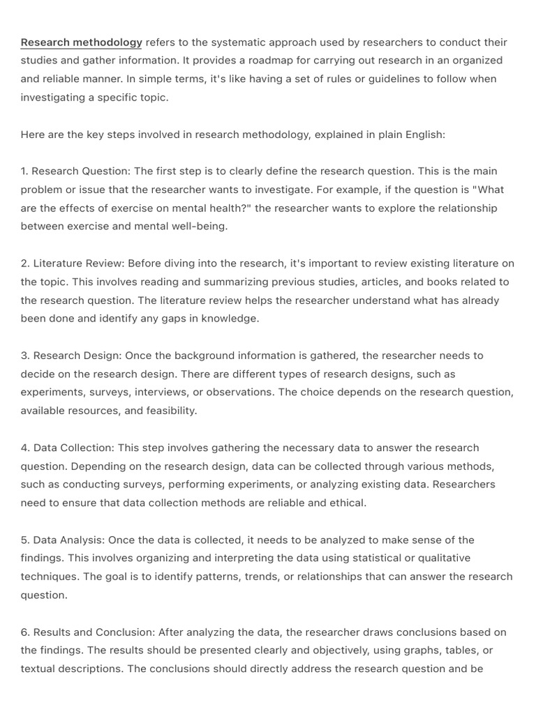 Research Methodology Pdf Data Analysis Methodology