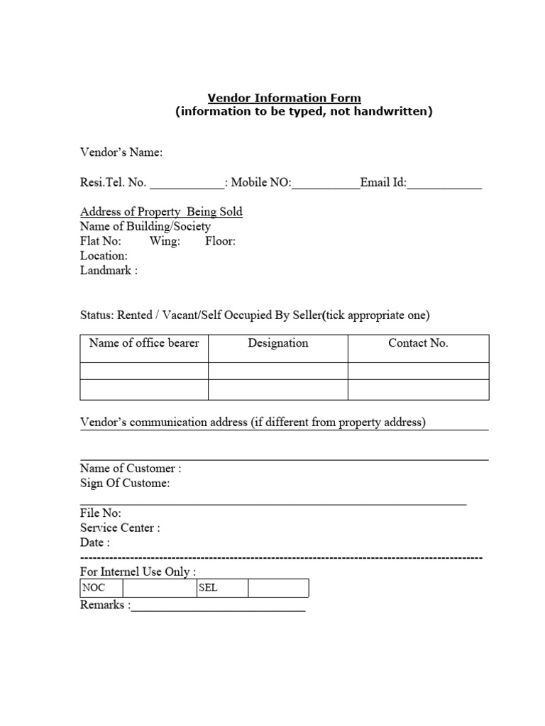 Vendor Information Form Template | PDF