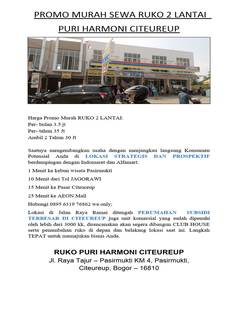 Promo Sewa Murah Ruko 2 Lantai | PDF | Hukum