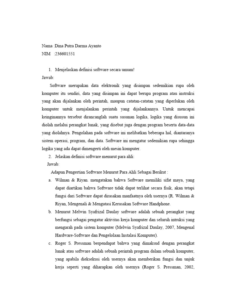Dina Putra Darma Aryanto 236601551 Tugas 2 Aplikasi Komputer Pdf