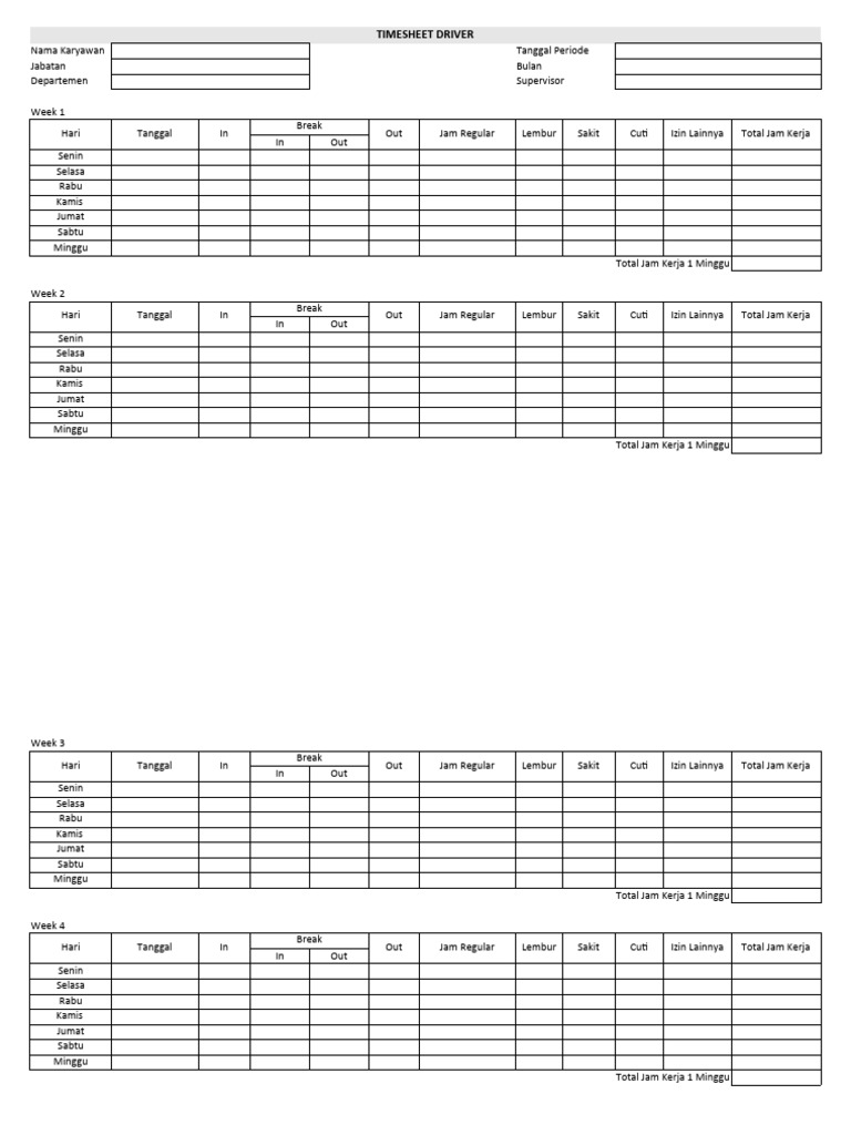 Timesheet Driver PDF