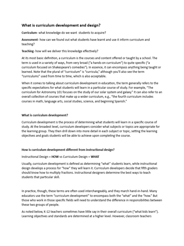 What Is Curriculum Development Pdf Free Download