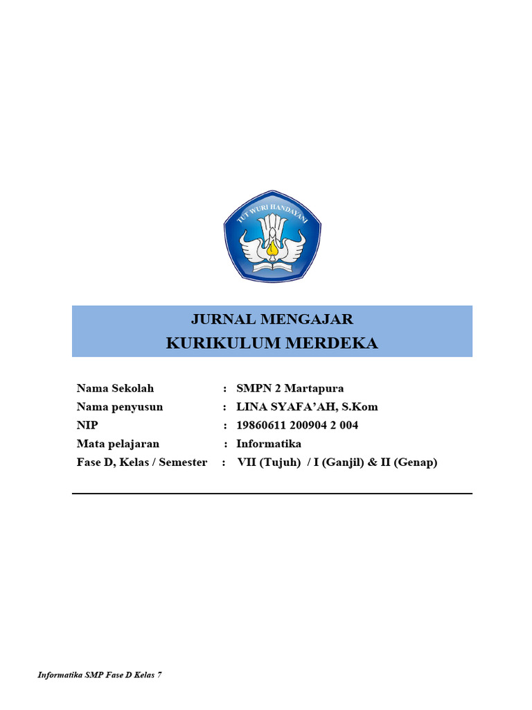 Jurnal Mengajar Harian Kurikulum Merdeka | PDF