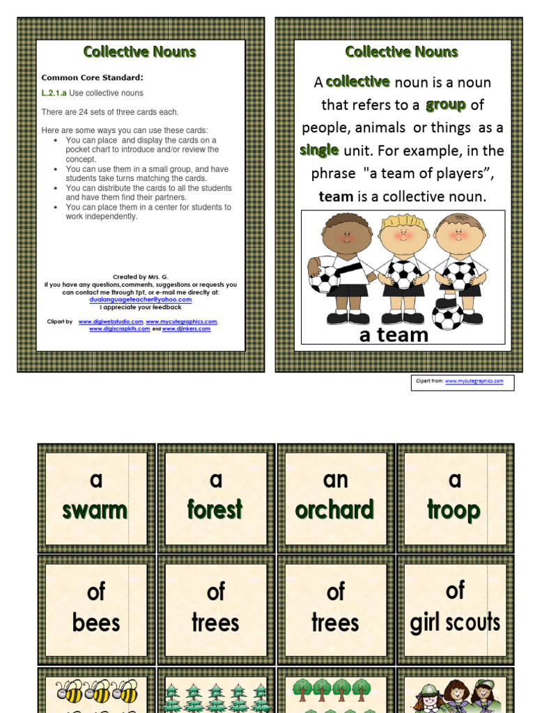 Collective Nouns 2 ND Grade Language Common Core Standards PDF Herd