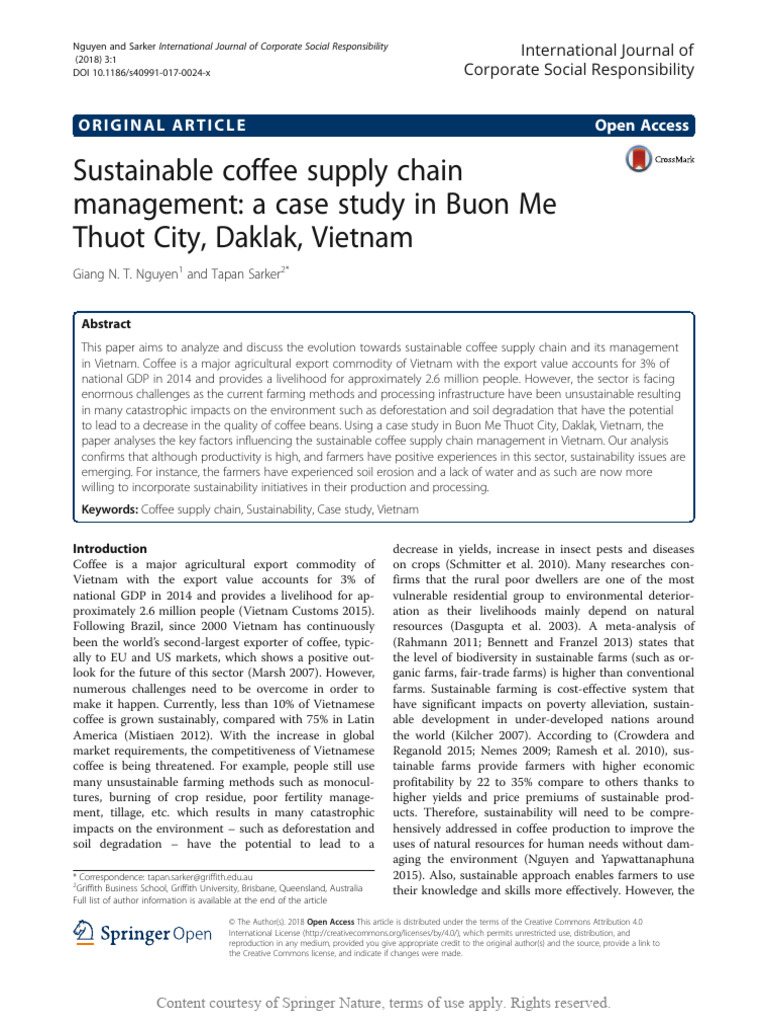 Sustainable Coffee Supply Chain Management A Case | PDF