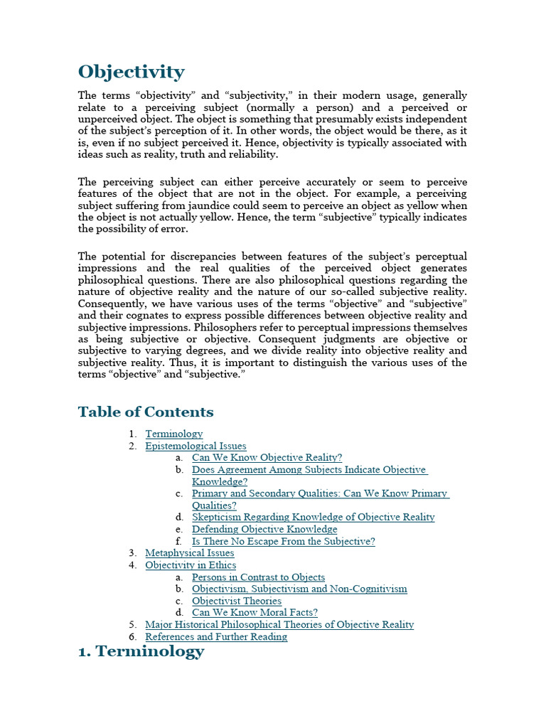 What Is Objectivity In Academic Writing Pdf