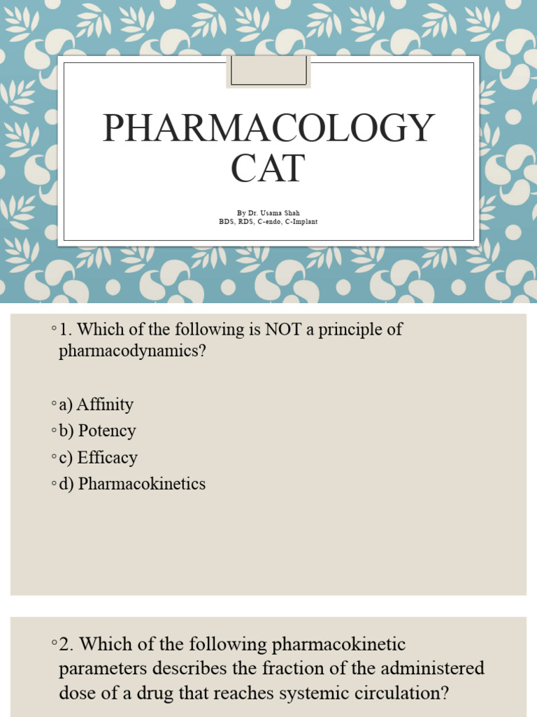 Pharmacology cat pdf bioavailability pharmacology