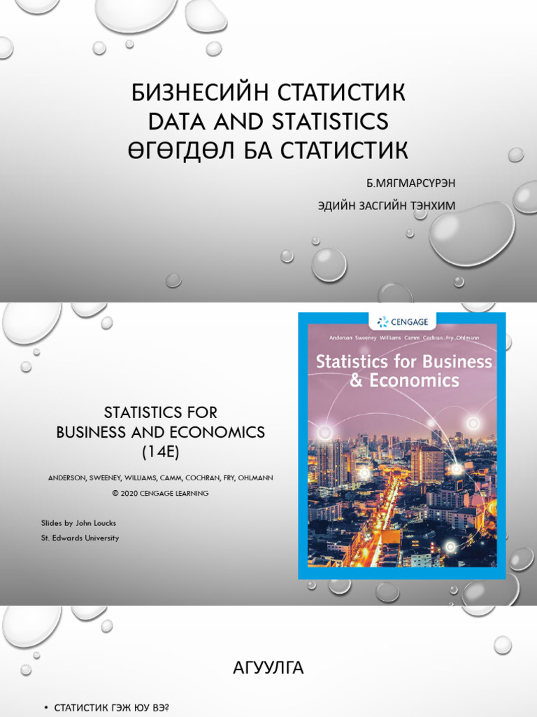 Бизнесийн Статистик Data And Statistics Өгөгдөл Ба Статистик | PDF