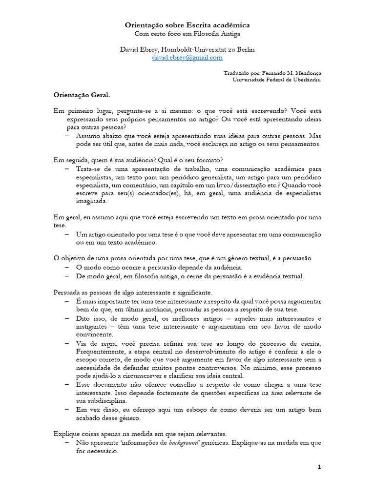 Orientacao Sobre Escrita Academica | PDF