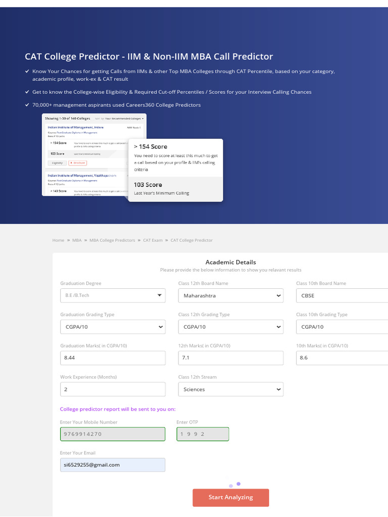 CAT College Predictor 2023 - IIM & Non-IIM Call Predictor - Predict ...