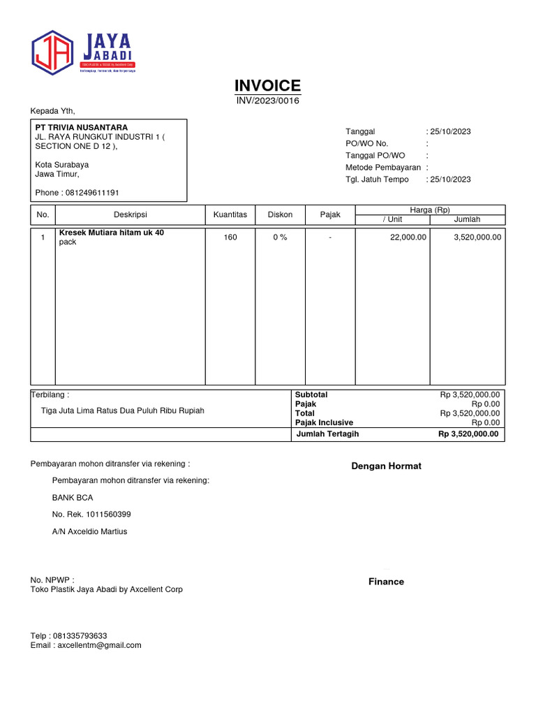 Inv Sal Inv 2023 0016 | PDF