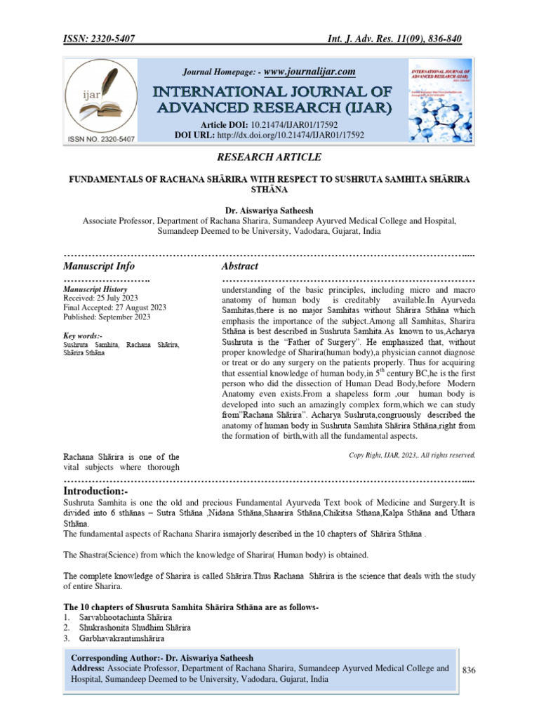 Fundamentals of Rachana Sharira | PDF | Science & Mathematics
