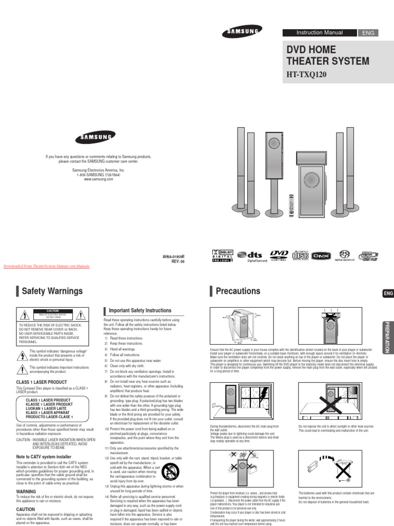 Samsung HTTXQ120 PDF Compact Disc Mp3