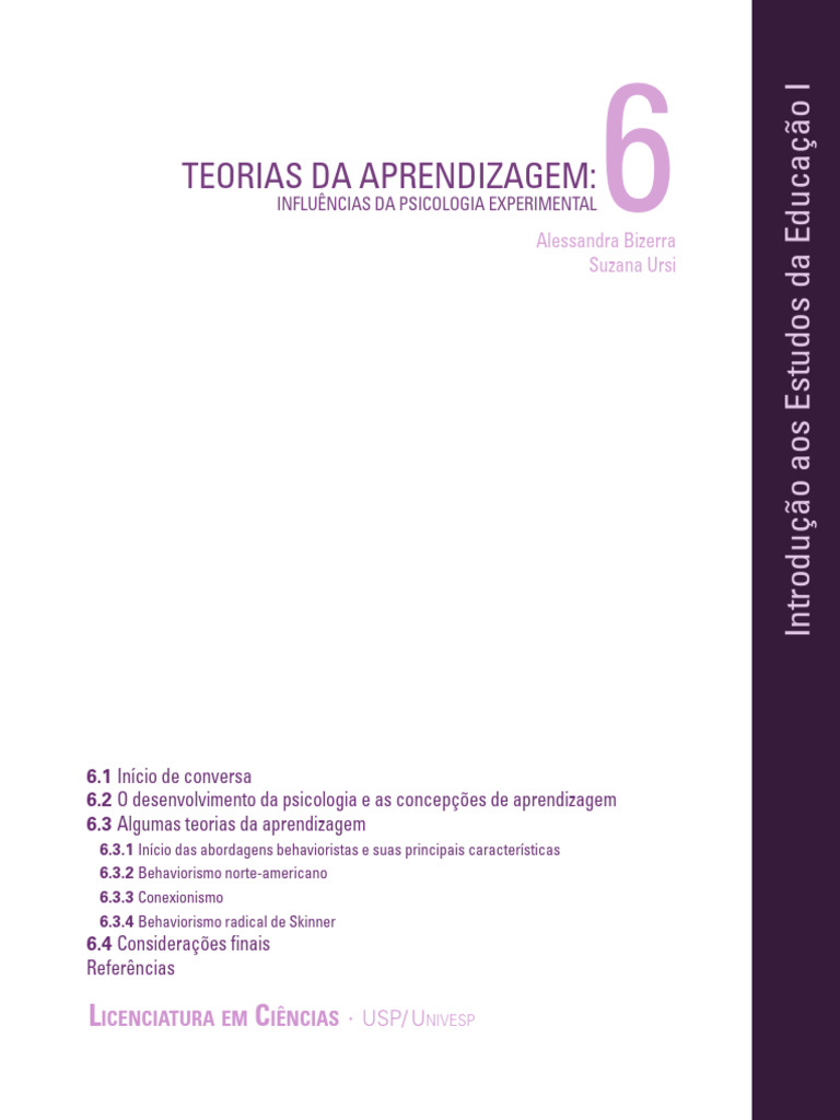 Teorias da Aprendizagem na Psicologia | PDF | Behaviorismo | Psicologia