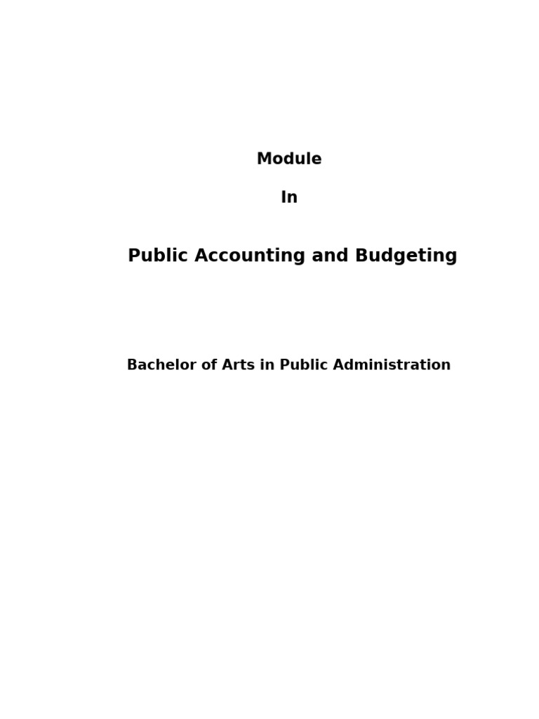 Module 1 Public Accounting and Budgeting PDF Budget