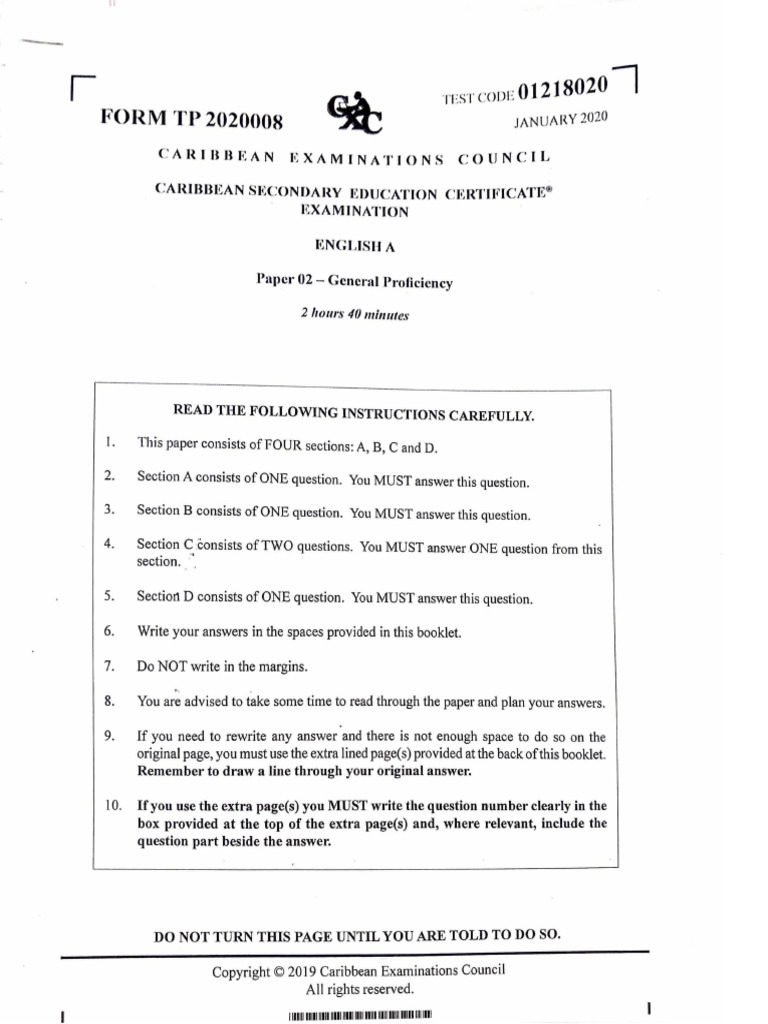 Csec January 2020 Registration Card