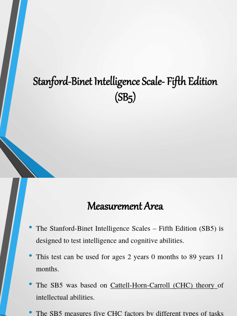 Stanford-Binet Intelligence Scale SB5 | PDF | Intelligence Quotient ...