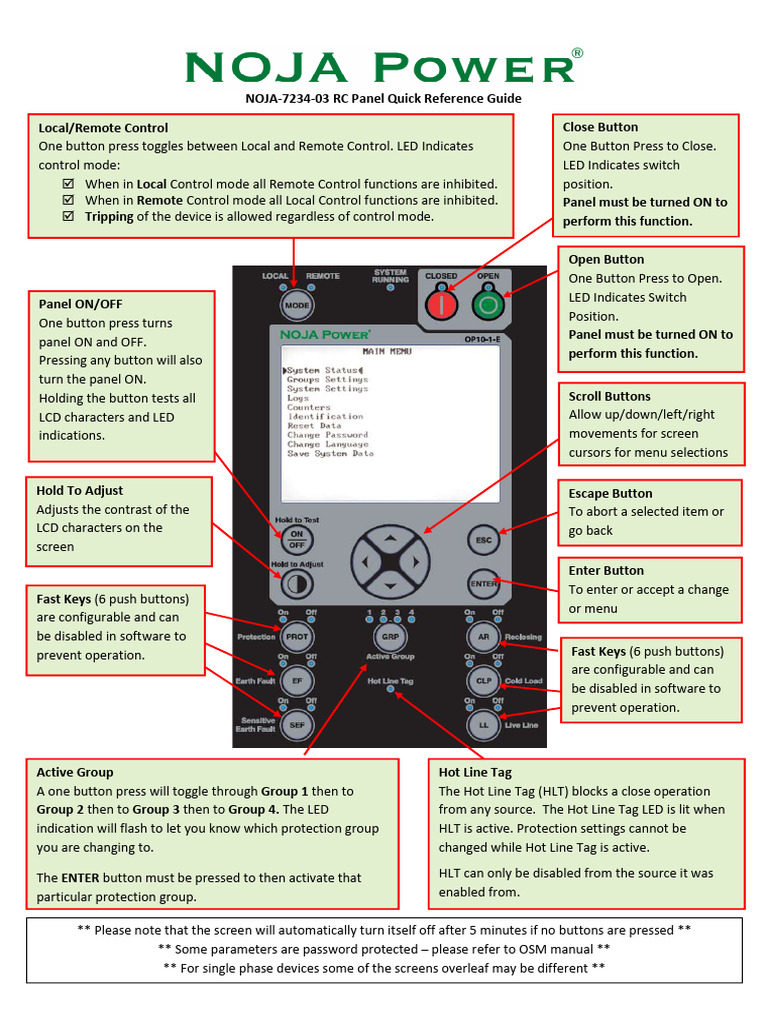 NOJA-7234-03 RC Panel Guide | PDF | Power Supply | Switch
